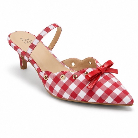 wild fable Shoes - Women's Kitten Heels by Wild Fable Lysandra Gingham Red Size 8.5 New With Tags